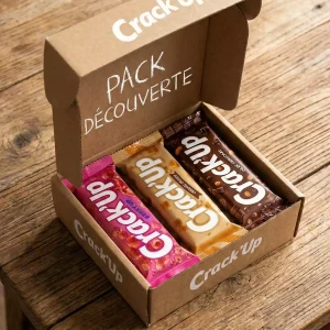 Assortiment Pack Découverte Crack'Up comprenant 9 barres céréalières fonctionnelles.
