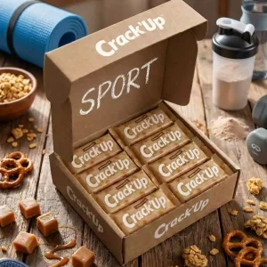 Pack de 10 barres Sport Caramel Crunch à la cacahuète pour la récupération physique.