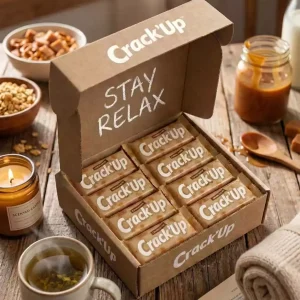 Pack de 10 barres Stay Relax saveur Caramel Crunch pour la relaxation étudiante.